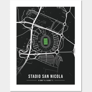 Stadio San Nicola Map Design - Black Posters and Art